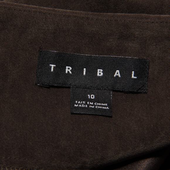 Tribal Brown Faux Suede Asymmetric Skirt Size 10 - Picture 6 of 8